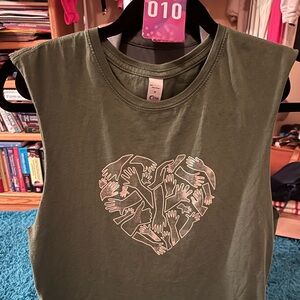 ZYIA Active Olive Green Community Pillar Graphic Muscle Tank Top